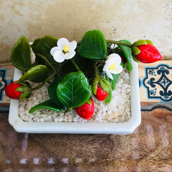 Gump’s Vintage Midcentury Porcelain Strawberry Patch Bonsai Pot - Picture 2 of 10